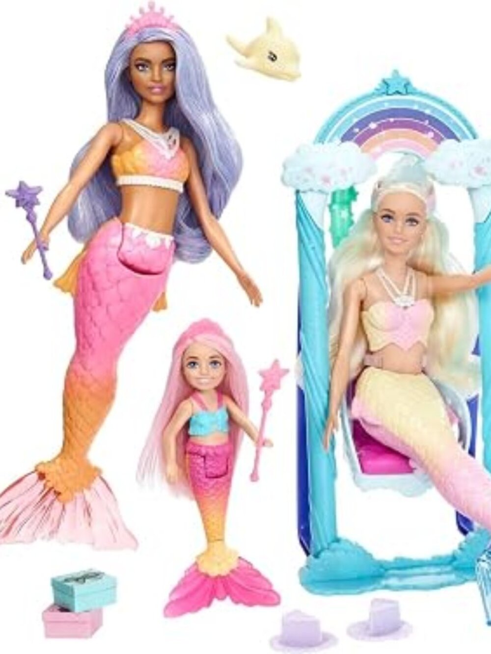 Barbie Mermaid Play Set with 3 Mermaid Dolls and Dreamtopia Accessorie